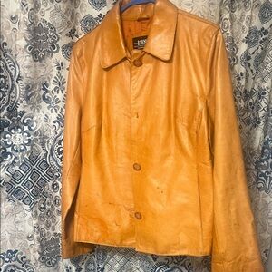 Barneys New York Women's Bold Orange Leather Jacket